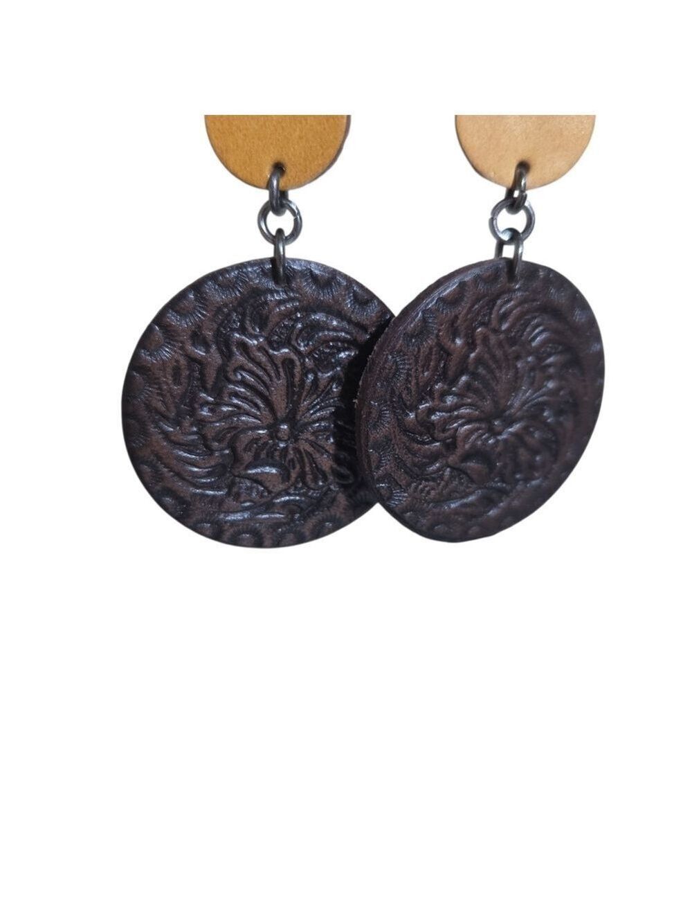 Justin Boots Brown Leather Earrings - Picture 2 of 6